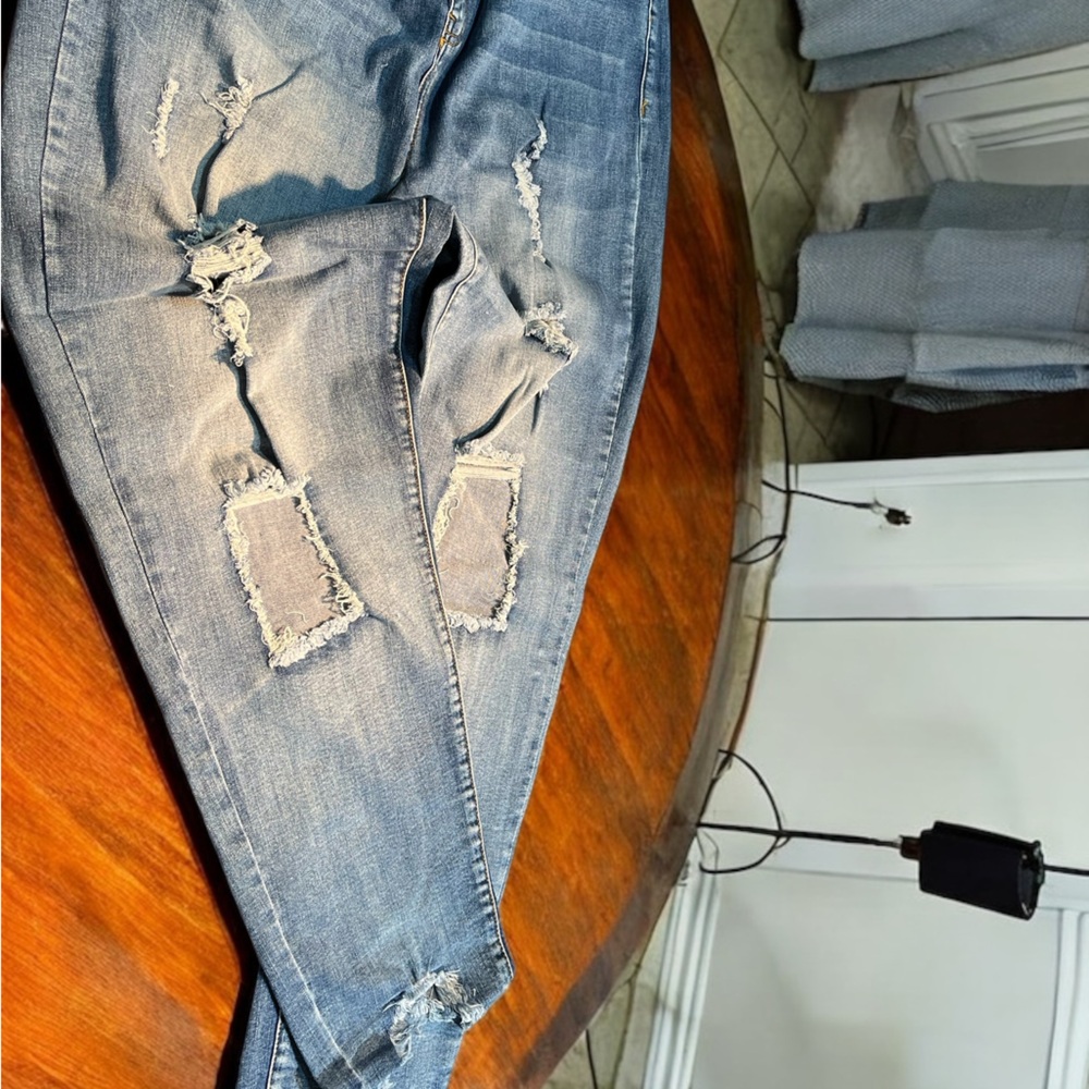 Distressed Blue Jeans